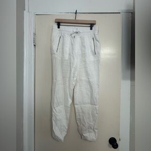 Athleta White Linen-Blend Drawstring Joggers